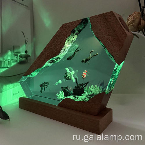 Творческая эпоксидная смола китовая лампа светодиод